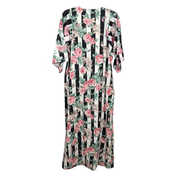 Vintage Anthony Richards House Dress Mumu Small Pink Floral Striped - Picture 2 of 8